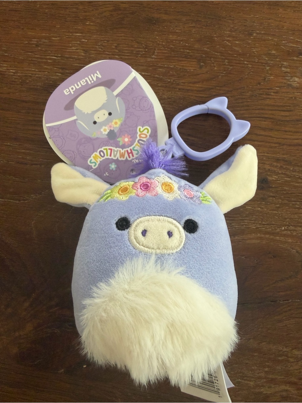Squishmallows Lavender Milanda Plush Clip-On with Floral Headband
